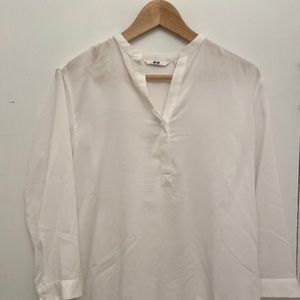 Uniqlo White Long-Sleeve Blouse Size S